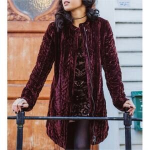 Free People Quilted Velour Coat Jacket